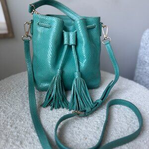 TUSK Small Bucket Bag with Cute Tassel! REAL LEATHER